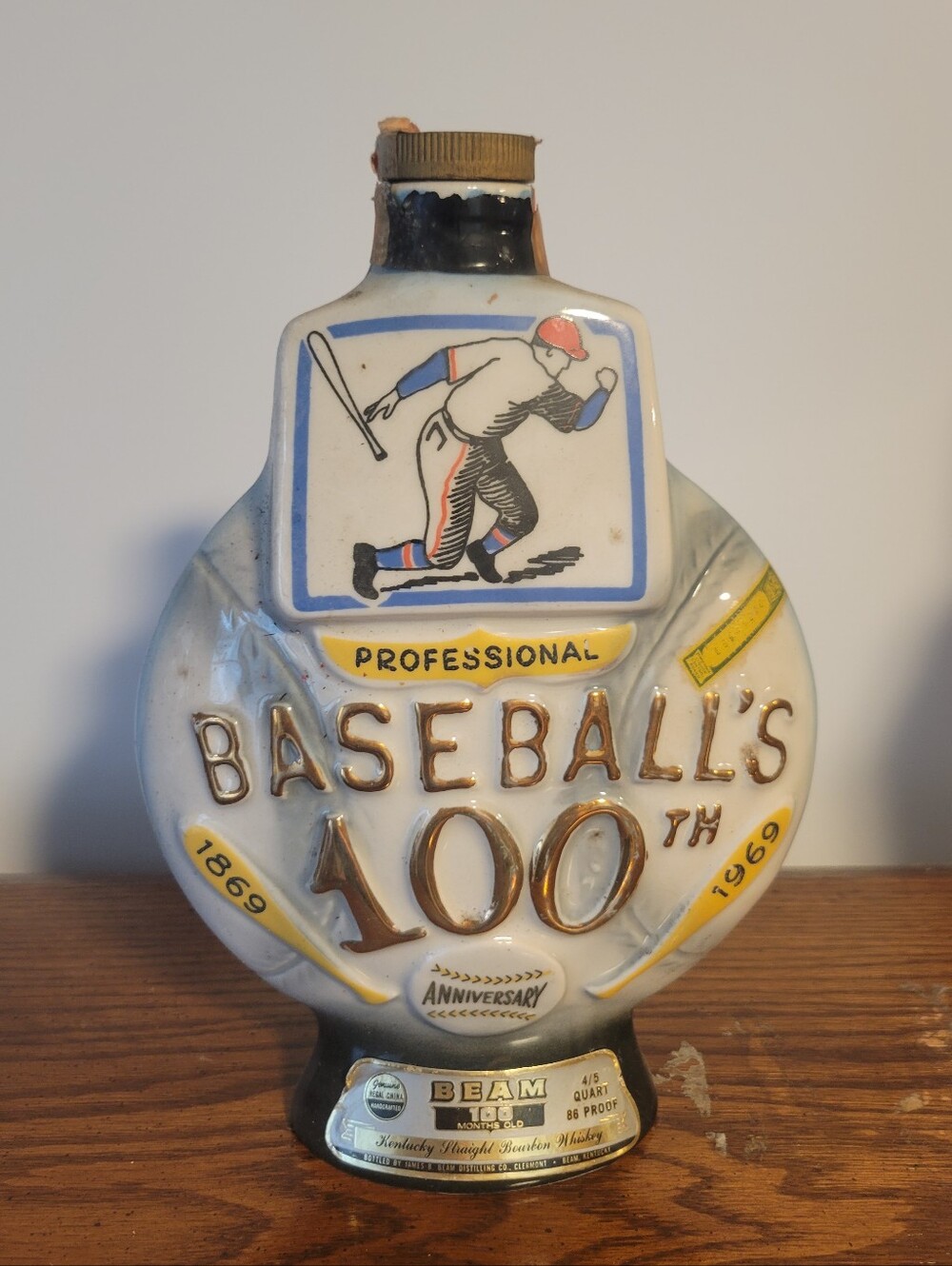 Vintage Jim Beam Professional Baseball's 100th Anniversary Decanter
